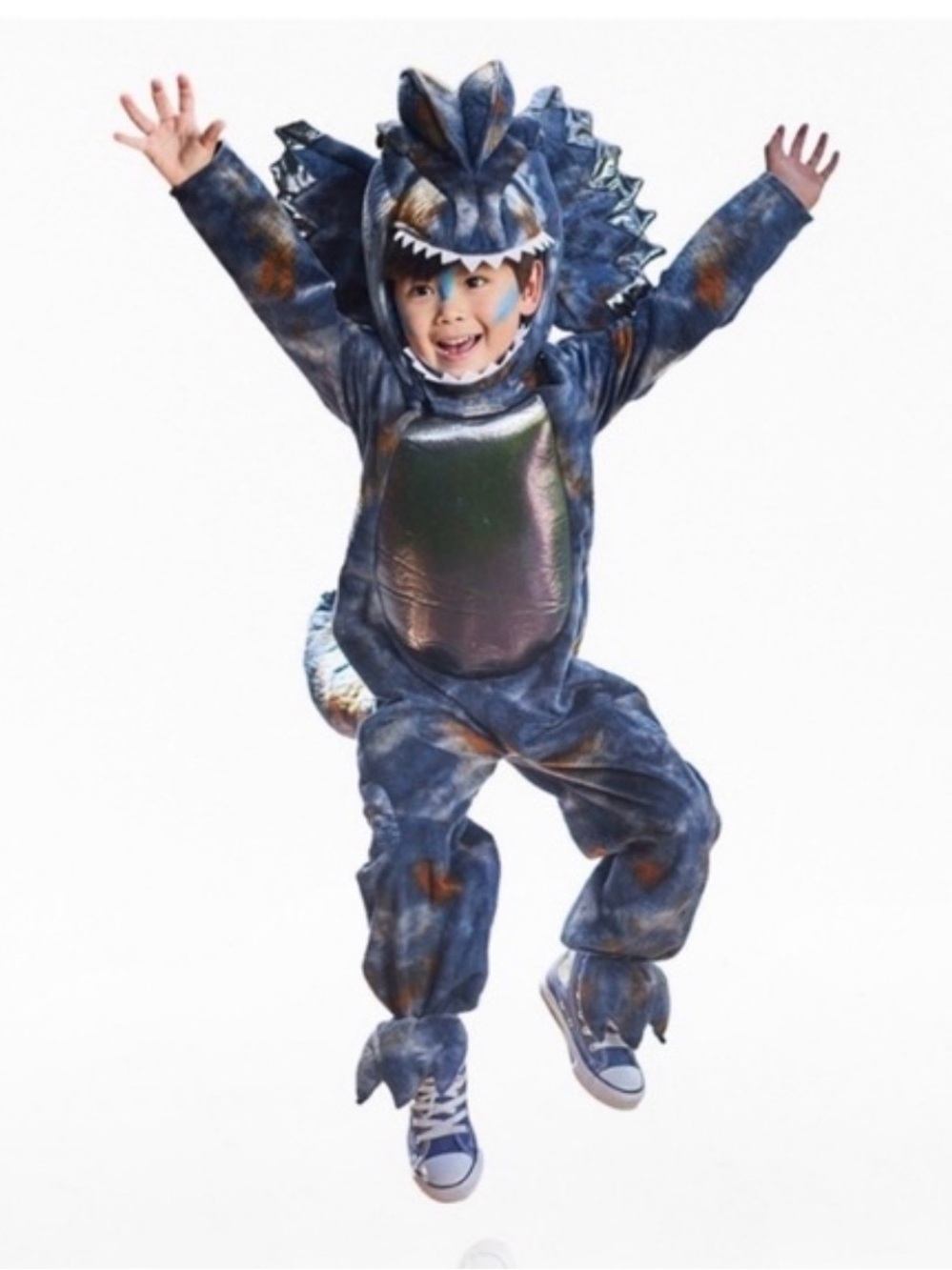 Pottery Barn Blue Dinosaur Halloween Costume 3T runs small